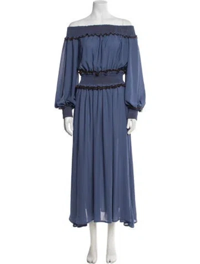 Pre-owned Adamo Off-the-shoulder Long Dress In Blue