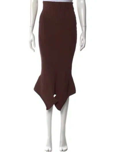 Pre-owned Adamo Pleated Accents Midi Length Skirt W/ Tags In Brown
