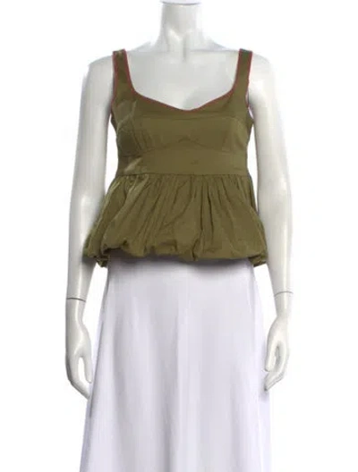 Pre-owned Adamo Scoop Neck Sleeveless Top In Green