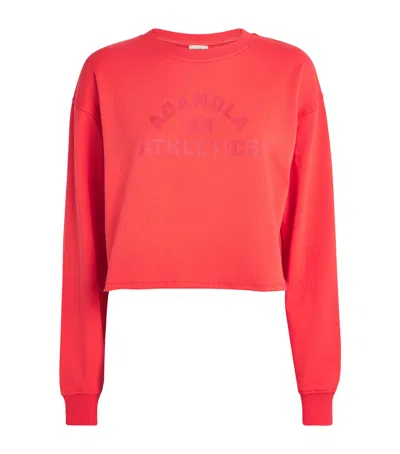 Adanola Cropped Raw-hem Sweatshirt In Red