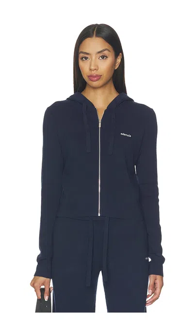 Adanola Knit Zip Up Hoodie In Blue