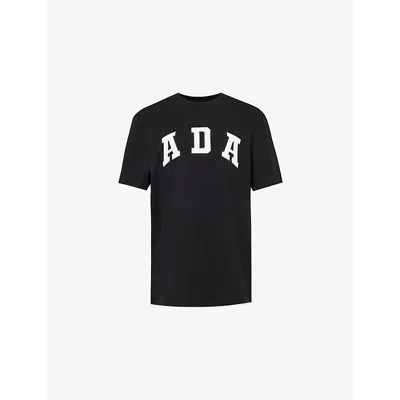 Adanola Womens Black Logo-embroidered Organic Cotton-jersey T-shirt