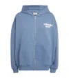 Adanola Organic Cotton Bold Logo Zip-up Hoodie In Brown