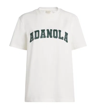 Adanola Organic Cotton Logo T-shirt In White/pine Green