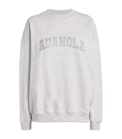 Adanola Organic Cotton Varsity Chainstitch Sweatshirt In Gray