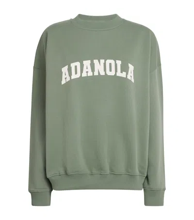 Adanola Organic Cotton Varsity Sweatshirt In Green