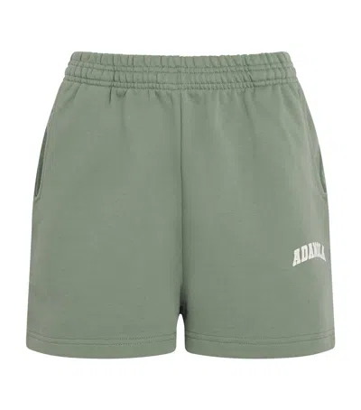 Adanola Organic Cotton Varsity Sweatshorts In Green