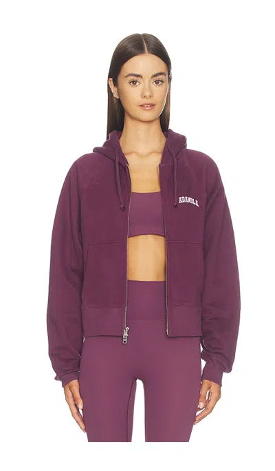 Adanola Rib Panel Zip-up Hoodie In Purple