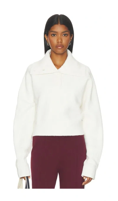 Adanola Volume Sleeve Knit Henley Pullover In White