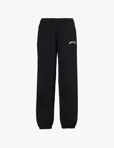 Adanola Womens Black Straight-leg Organic Cotton-jersey Jogging Bottoms