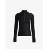 Adanola Womens Black Ultimate Quarter-zip Stretch-recycled Polyamide Top In Black