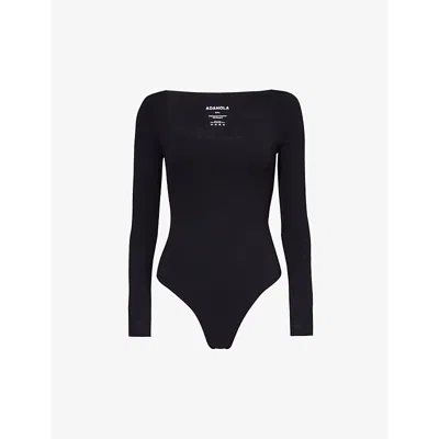 Adanola Ultimate Contrast-trim Stretch-recycled Polyamide Bodysuit In Black/cream