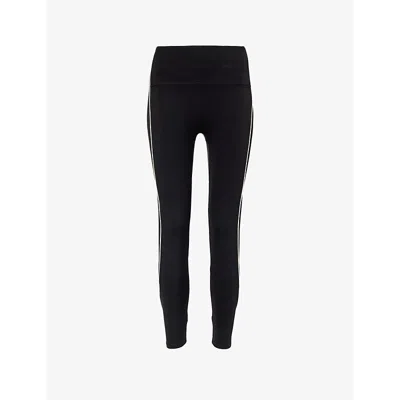 Adanola Ultimate Contrast-piping High-rise Stretch-recycled Polyamide Leggings In Black/off White