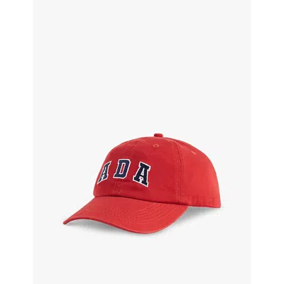 Adanola Brand-embroidered Cotton Baseball Cap In Classic Red/navy Blue