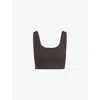 Adanola Ultimate Square-neck Stretch-woven Sports Bra In Coffee Bean