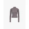 Adanola Ultimate Zip-up Stretch-jersey Top In Dark Grey