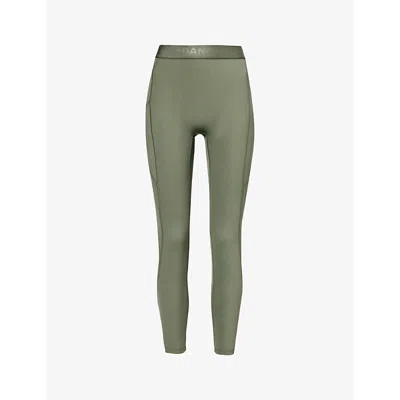 Adanola Womens Khaki Green Ultimate Stretch Recycled-polyester Leggings