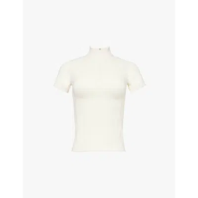 Adanola Womens Marshmallow White Ultimate Zip-up Stretch-jersey Top