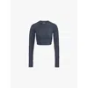 Adanola Womens Midnight Blue Ultimate Cropped Stretch-woven Top In Midnight Blue