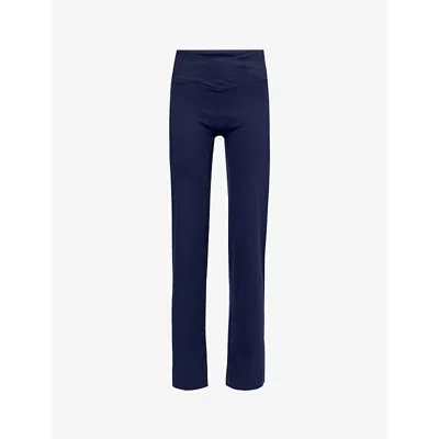 Adanola Womens Navy Ultimate Wrap-over High-rise Stretch-recycled Polyester Trousers