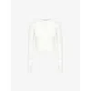 ADANOLA ADANOLA WOMEN'S WHITE LAYERED LONG-SLEEVED SLIM-FIT KNITTED TOP