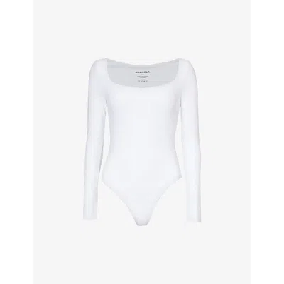 Adanola Womens White Ultimate Slim-fit Stretch-recycled Polyamide Bodysuit