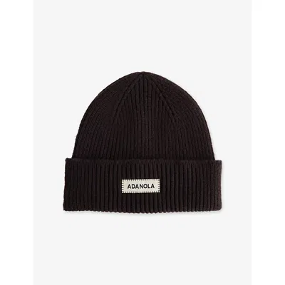 Adanola Womens Coffee Bean Brand-patch Ribbed Knitted Beanie In Brown