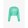 Adanola Womens Jade Green/mrshmllw Whit Campus Modal-blend Crop Sweatshirt
