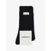 Adanola Womens  Chunky Ribbed Brand-patch Cotton-blend Crew Socks In Black