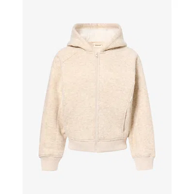 Adanola Womens  Cropped Hooded Fleece Jumper In Oatmeal