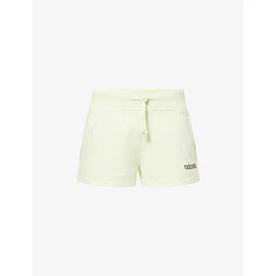 Adanola Womens Washed Lime Cropped Logo-print Cotton-jersey Shorts Xl In White