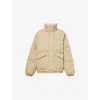 Adanola Womens Pistachio Green Funnel-neck Long-sleeves Shell Puffer Jacket In Neutral