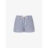 Adanola Womens Navy Blue/white Gingham Drawstring-waist Cotton Shorts Xl