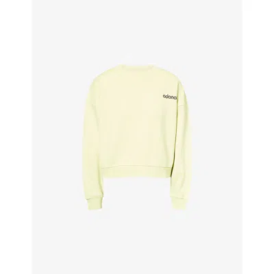 Adanola Womens Washed Lime Logo-print Relaxed-fit Cotton Sweatshirt In Green