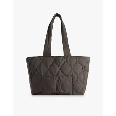Adanola Womens Coffee Bean Quilted Recycled-nylon Shell Tote Bag
