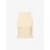 Shop Adanola Womens Stripe-print Ribbed-knit Top Butter Yellow Xl