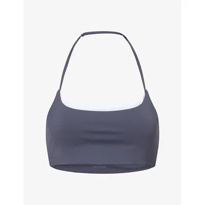 Adanola Womens  Ultimate Double-layered Medium Support Sports Bra In Midnight Blue/white