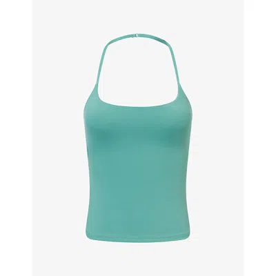 Adanola Womens  Ultimate Halterneck Cross-back Tank Top In Eucalyptus Green