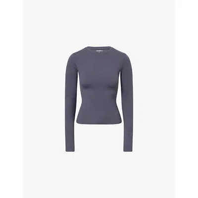 Adanola Womens Midnight Blue Ultimate Long-sleeve Workout Top Xs In Black