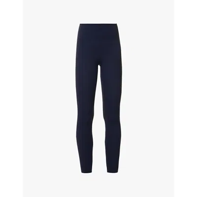Adanola Womens  Ultimate Piping Stripe-trim Recycled-polyamide Blend Stretch-jersey Leggings In Navy Blue/marshmallow