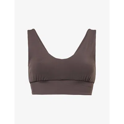 Adanola Womens Coffee Bean Ultimate V-neck Sports Bra In Brown