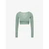 Adanola Womens Eden Green Ultimate Wrap-front Long-sleeve Stretch-jersey Top Xs In Green