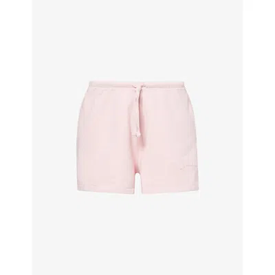 Adanola Womens Soft Pink Varsity Applique Washed Cotton Shorts