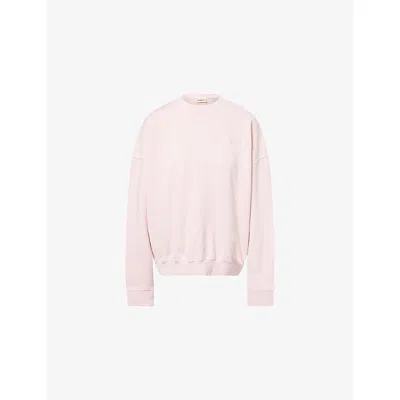 Adanola Womens Soft Pink Varsity Applique Washed Cotton Sweatshirt