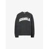 Adanola Womens Charcoal/marshmallow Varsity Boucle-logo Cotton And Wool-blend Oversized Jumper Xs In Black