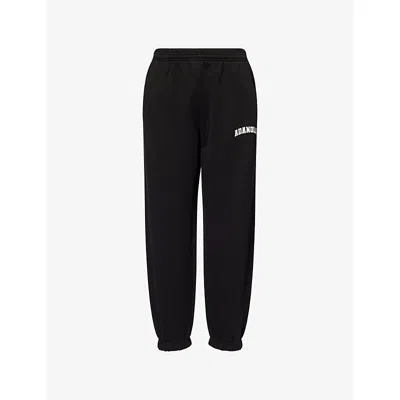 Adanola Womens Black Varsity Embroidered-logo Cotton Joggers