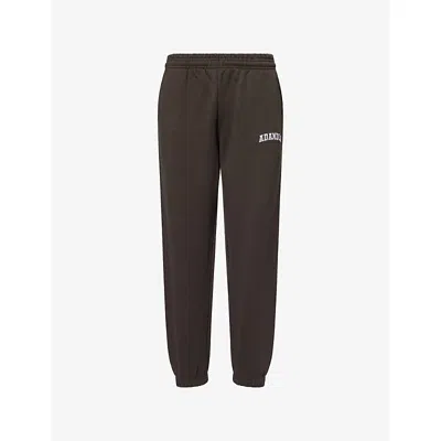 Adanola Womens Coffee Bean Varsity Embroidered-logo Cotton Joggers Xs In Brown
