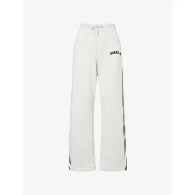 Adanola Womens Light Gry Mel/drk Cherry Varsity Loose-fit Cotton-blend Jogging Bottoms In White