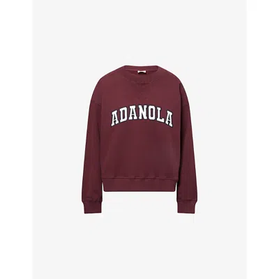 Adanola Womens Dark Chrry/marshmllw Wht Varsity Loose-fit Cotton-blend Sweatshirt Xl In Burgundy