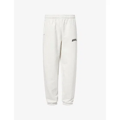 Adanola Womens Light Grey Melange/black Varsity Loose-fit Cotton-blend Sweatpants In White